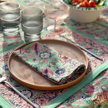 Charger l'image dans la galerie, Serviette de table Panache blockprint en coton imprimé Turquoise