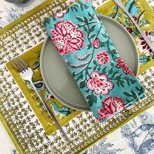 Charger l'image dans la galerie, Serviette de table Flamboyante blockprint en coton imprimé