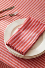 Load image into Gallery viewer, The Stripe Red tablecloth hand block printed cotton