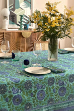Load image into Gallery viewer, Rhapsody tablecloth hand block printed cotton