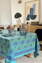 Load image into Gallery viewer, Rhapsody tablecloth hand block printed cotton