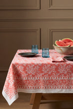 Load image into Gallery viewer, The Coral tablecloth hand block printed cotton
