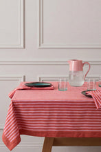 Load image into Gallery viewer, The Stripe Red tablecloth hand block printed cotton