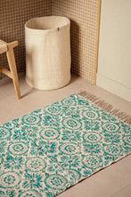 Load image into Gallery viewer, Summer Palace Green rug hand block printed cotton