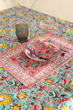 Load image into Gallery viewer, Eden tablecloth Hand block printed cotton blue