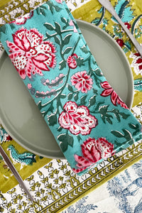 Flamboyant table napkin Hand block printed cotton