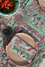 Charger l&#39;image dans la galerie, Set de table Panache blockprint en coton imprimé Turquoise
