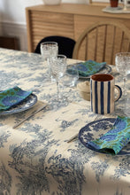 Load image into Gallery viewer, Trianon Tablecloth Toile De Jouy White and Blue Tablecloth
