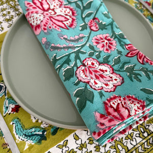 Flamboyant table napkin Hand block printed cotton
