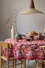 Load image into Gallery viewer, Hibiscus round tablecloth hand block printed cotton
