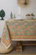 Charger l'image dans la galerie, Nappe blockprint Lotus coton imprimé 
