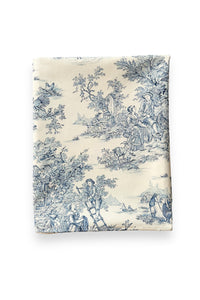 Trianon Tablecloth Toile De Jouy White and Blue Tablecloth