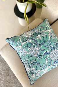 Adonis Cushion cover hand block printed cotton