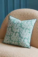 Load image into Gallery viewer, Aquamarine Cushion cover hand block printed cotton
