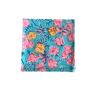 Waterlily table napkin Hand block printed cotton