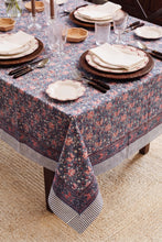 Charger l'image dans la galerie, Nappe blockprint Indigo Bloom coton imprimé 
