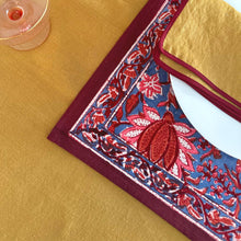 Load image into Gallery viewer, Florescence placemat Hand block printed cotton
