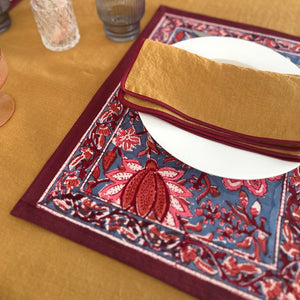 Florescence placemat Hand block printed cotton