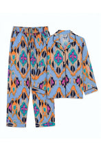 Charger l'image dans la galerie, Pyjama Ikat Bleu – Ensemble chemise et pantalon
