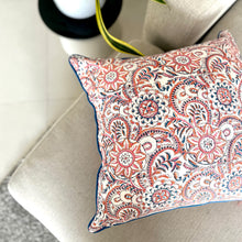 Load image into Gallery viewer, Tangerine Cushion cover hand block printed cotton
