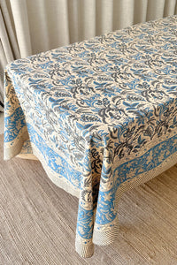 Flora tablecloth hand block printed cotton