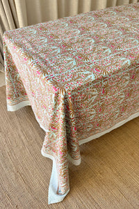 Wildflower tablecloth hand block printed cotton
