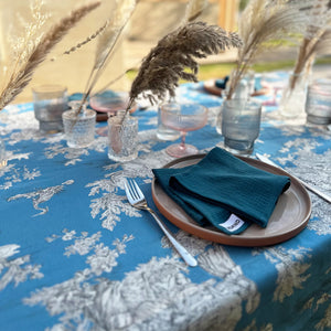 Trianon Tablecloth Toile De Jouy Blue Tablecloth