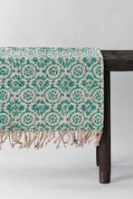 Load image into Gallery viewer, Summer Palace Green rug hand block printed cotton
