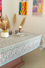 Load image into Gallery viewer, Bliss tablecloth hand block printed cotton wild flowers
