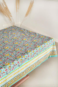Eden tablecloth Hand block printed cotton blue