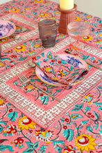 Charger l&#39;image dans la galerie, Set de table Eden blockprint en coton imprimé rose  
